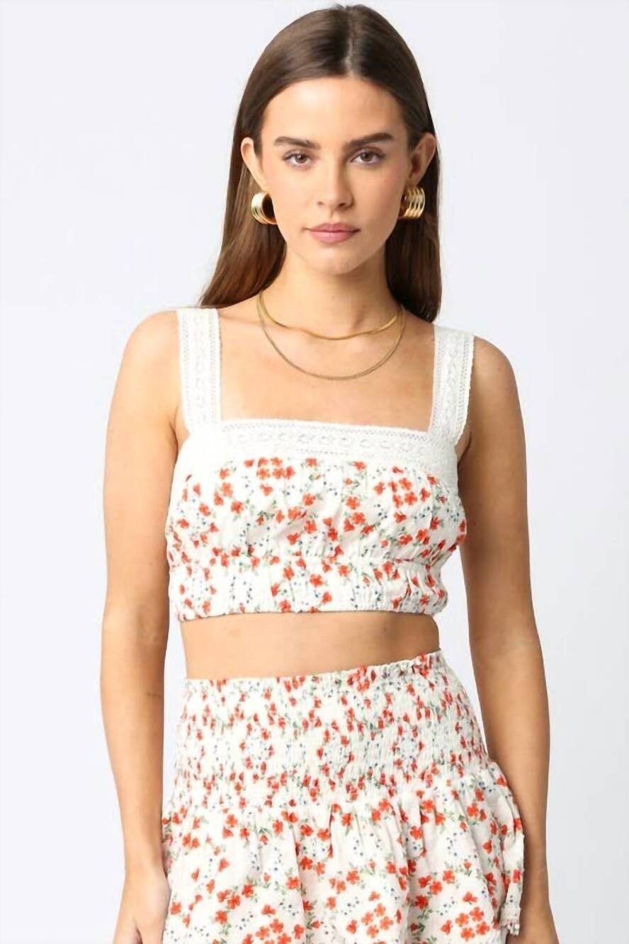 NEW OLIVACEOUS marissa floral top in cream orange